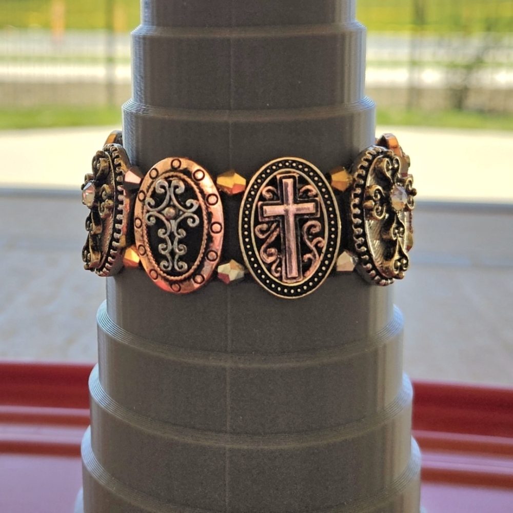 Vintage Style Wide Multi Cross Bracelet.